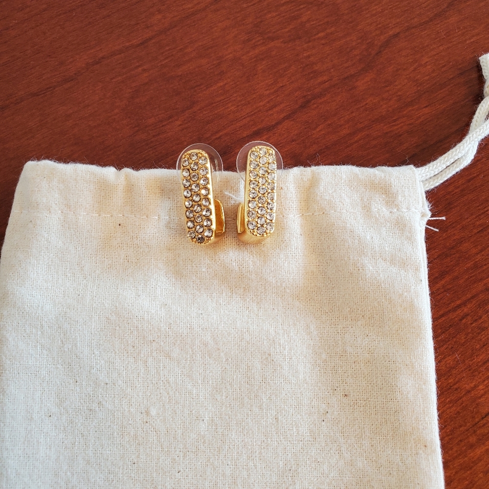 J.Crew pave flat link gold hoop earrings, gold - Picture 4 of 5